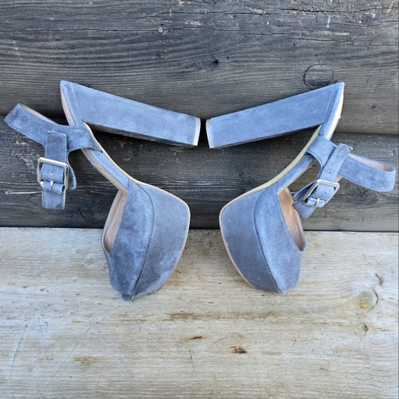 Steve Madden NEW!! Jillyy Gray Suede, Platform, Peep Toe Heels. WMS 7.5M - Picture 11 of 15